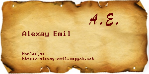 Alexay Emil névjegykártya